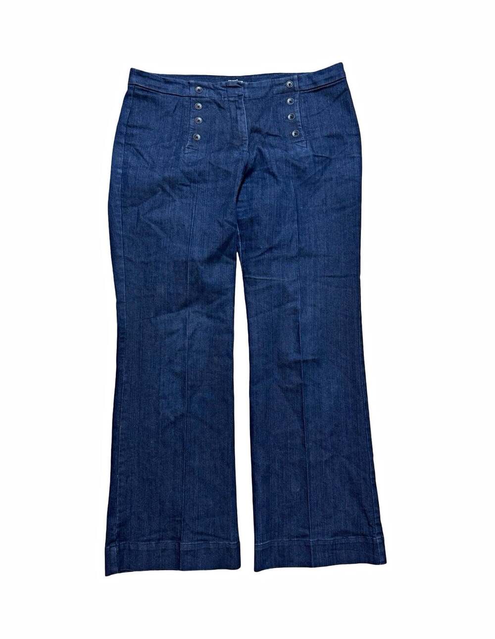 Women’s Blue Dark Wash Denim Jeans Button-Front Button Closure Solid Regular